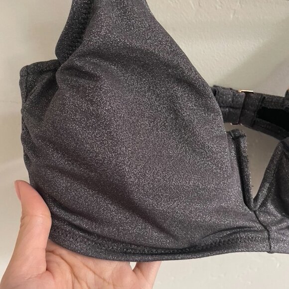 Shade & Shore 36C Bikini Top Dark Gray Metallic Finish Wired Adjustable Strap - Picture 2 of 7
